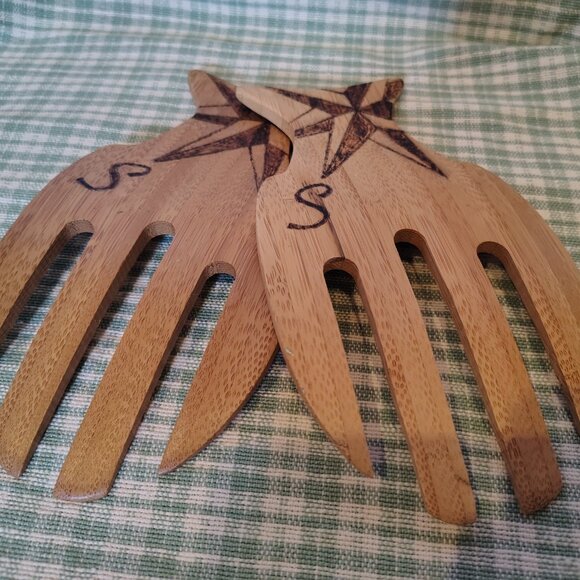 Compass themed Salad Servers - Hand decorated - Picture 3 of 4